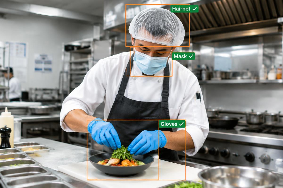 HACCP Guard: Hairnet, mask and gloves