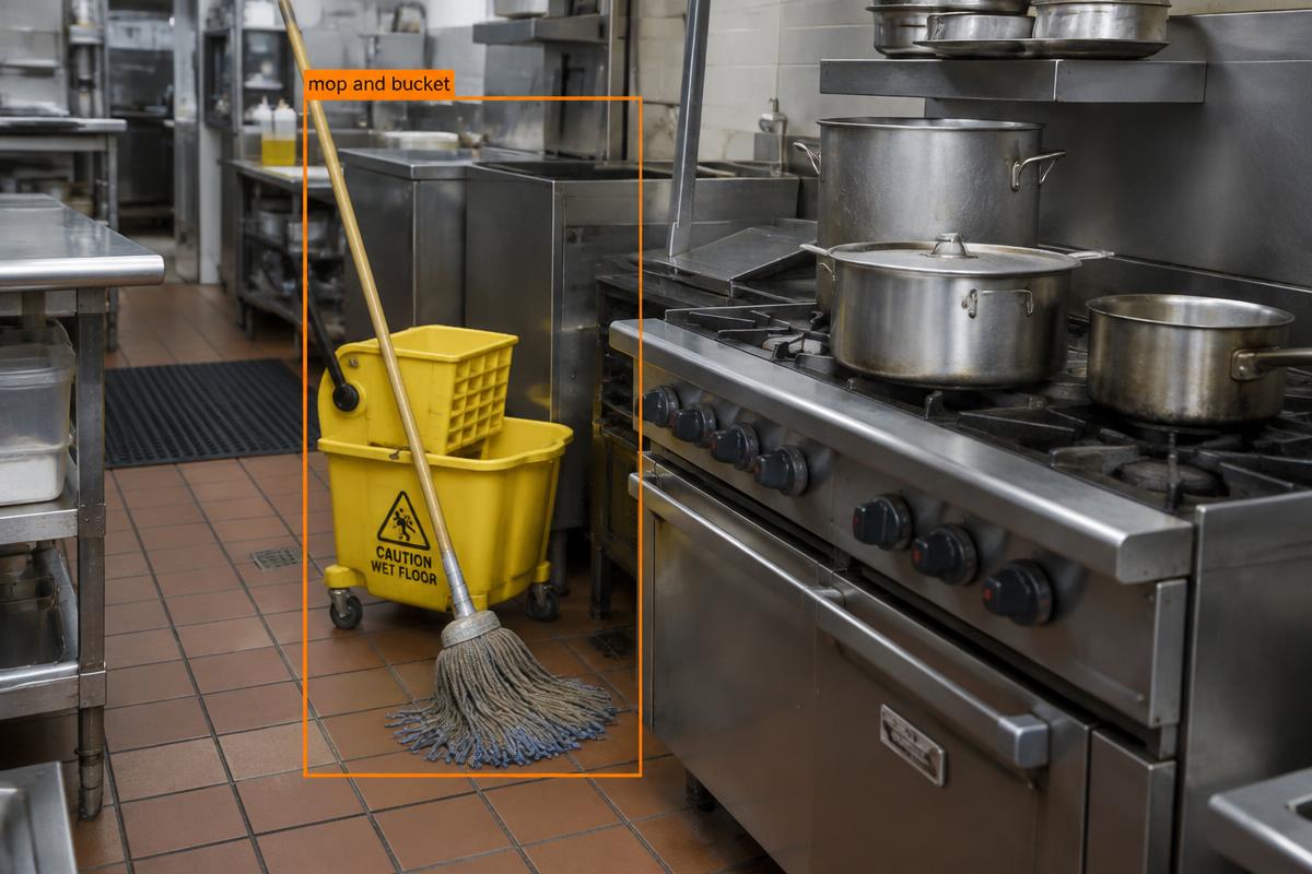 HACCP Guard: Cleaning tools near food